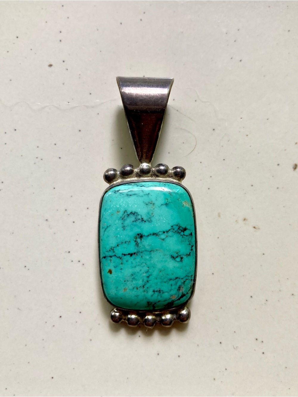 Jay King Turquoise Blue Rectangular Sterling Silver Pendant Necklace